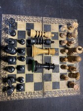 2x Antiques Chess Sets (missing Pieces ) & Leather board