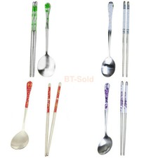 Korean-Chinese Stainless Steel Spoon + Chopsticks Sets Tableware 5-Styles Gift