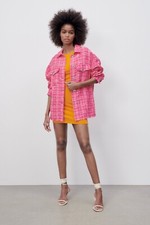 Zara pink check woven shirt