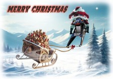 Drag Racing Santa Pod Christmas Xmas Card Custom Bike Digital Art Pollen Count