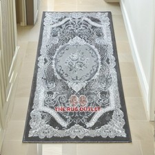 Italian Shimmer Rug 60cm x 110cm Dark Grey Large Doormat Romany Gypsy Traveller