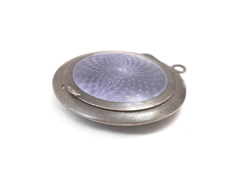 Antique silver enamel compact - enamel,