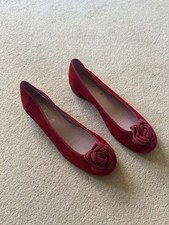 Size 7 Pretty Ballerinas Red Suede Small Heel Ballet Shoes