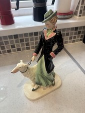 Czech Art Deco Lady with Borzoi Dog Figurine