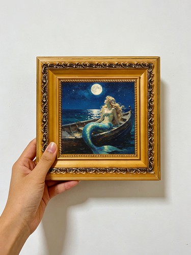 Mermaid wooden boat oil - in,