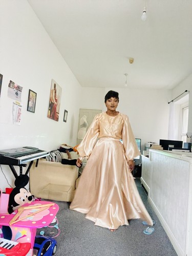 Gold skirt and blouse - skirt,