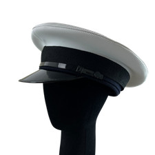 British Royal Navy Dress Cap White Peaked Class I Officers Medium 58cm