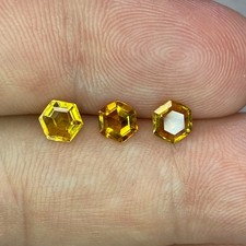 1.3 ct Citrine Trio Hexagonal Cut 3 Pieces 5–5.1 mm Natural Golden Yellow