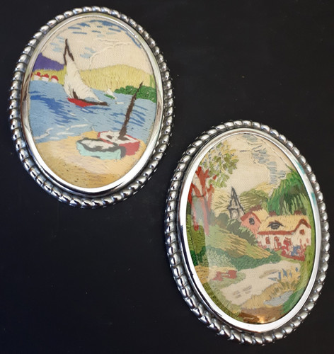 Two vintage oval framed fine - two,