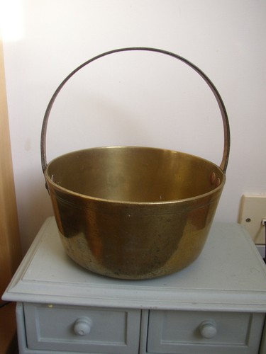Vtg brass basket planter - brass,