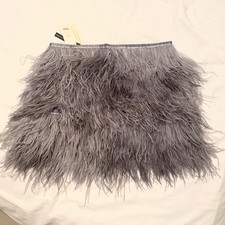 BNWT Rare TOPSHOP Grey Satin Feather Flutter Short Mini Skirt Lined UK 12 40 8