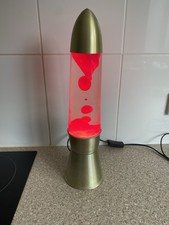 Vintage Large Lava Lamp Gold Red/pink
