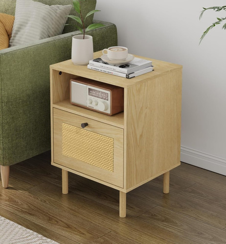 Rattan bedside table - rattan, side