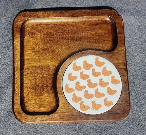 Vtg wooden cheese board - cheese,