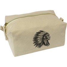 'Native American Indian Chief' Canvas Wash Bag / Makeup Case (CS00044264)