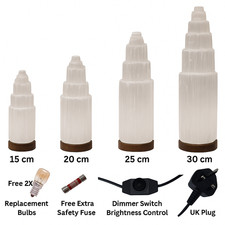 Selenite Tower Lamp with