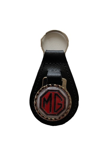 Black leather keyring fob - leather,