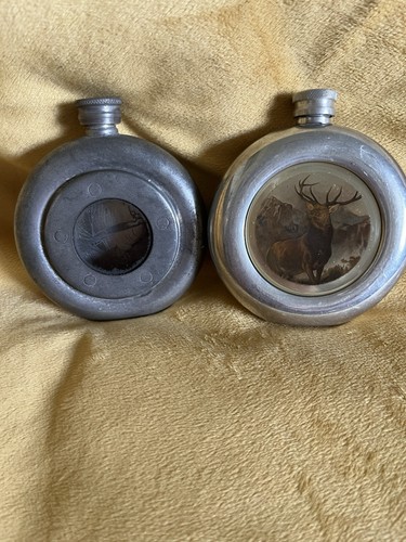 Pair vintage hipflasks - pair,