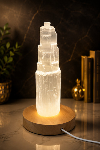 Selenite crystal lamp mountain - selenite,
