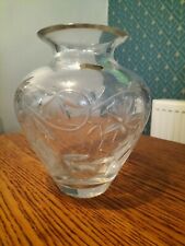 Large Royal Doulton Fuchsia Cut Crystal Flower Vase 24% Lead Crystal Glass