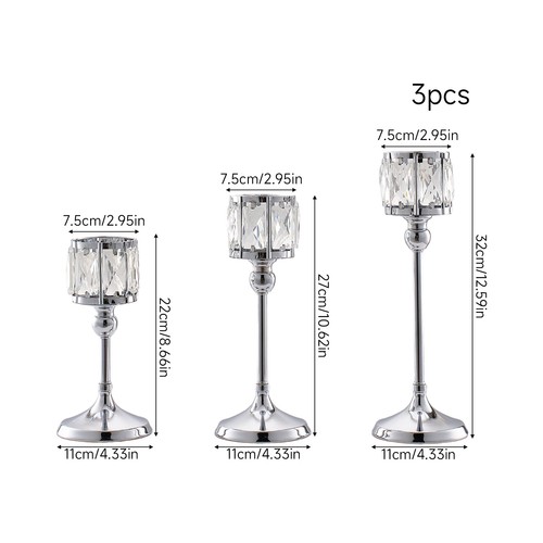 Crystal candle holder set 3 - holder, of