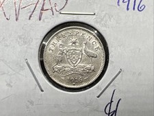 3 Pence 1916 M Australia Silver Coin KM #18 - CH XF / AU