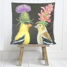 Funky Bird Cushion Cover Decorative Country Cottage Wildlife Vintage Boho Gift