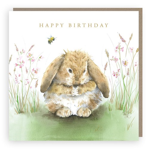 Happy birthday card - happy, bunny