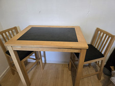 Solid Wood And Granite Bistro Table and Chairs