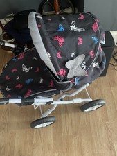 Silver Cross Dolls Pram Stroller Pushchair Buggy Girls Kids Play Toy Milk Bottle