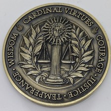 Marcus Aurelius Cardinal Virtues. Brass. Medallion Coin. New. Cased.