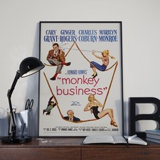 Vintage Marilyn Monroe Monkey Business Film Print Poster Picture A3 A4