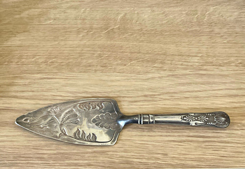 Vintage engraved silver metal - silver,