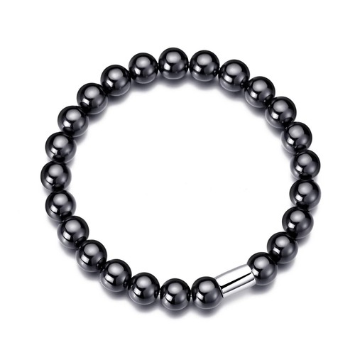 Men hematite round beaded - men's,