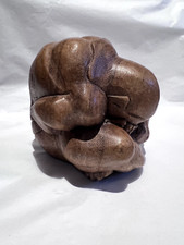 Vintage Hand carved wooden crouching Buddha - made in Bali