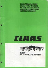 Claas Volto 540H 540HR 450H Hay Tedder Operators Manual