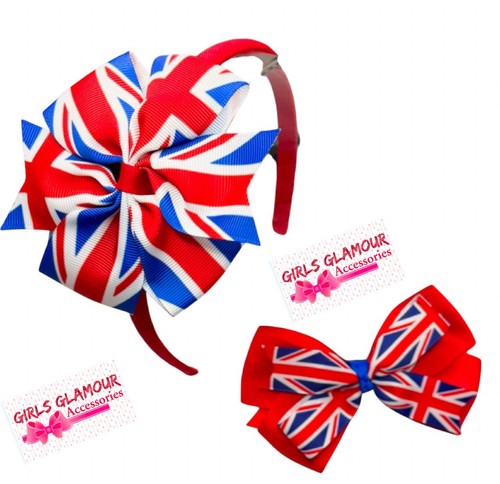 Union jack headband hair bow - headband,