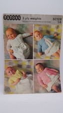 Vintage knitting pattern book. Up to 6 months. 3 ply. 4 designs. 