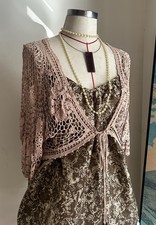 Blush Pink Beaded Crochet Lace