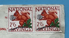 TWO 1940s NATIONAL SAVINGS STAMPS 2/6d ON LOOSE PAGE of SAVINGS BOOK