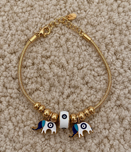 Gold tone snake chain - tone, charm