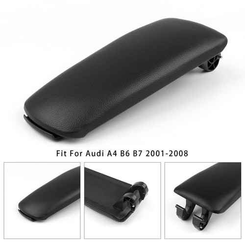 Black leather armrest centre - black,