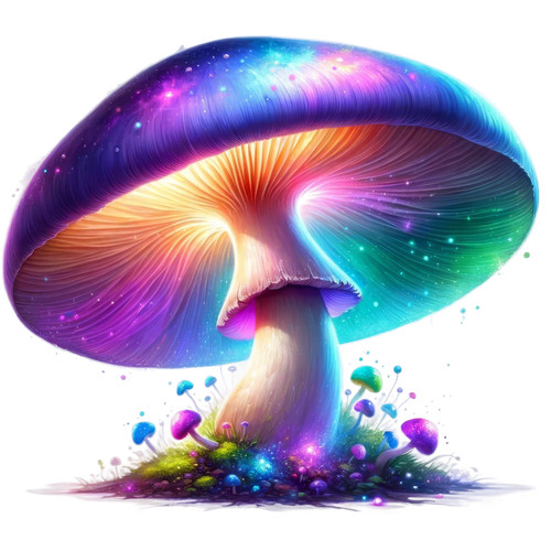Bright neon mushroom - bright, vinyl