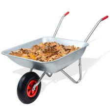 65L Wheelbarrow Heavy Duty Galvanised Home Garden Metal Cart with Pneumatic Tyre