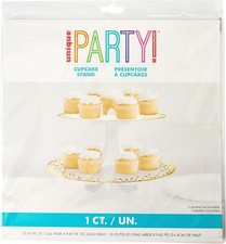 Elegant Gold Foil Cardboard Cupcake Stand (33cm x 35cm) - Dazzling Cardboard Di