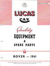 Rover 80 100 P4 3 Litre P5 & Land Rover 88 109 1961 Lucas Spare Parts List