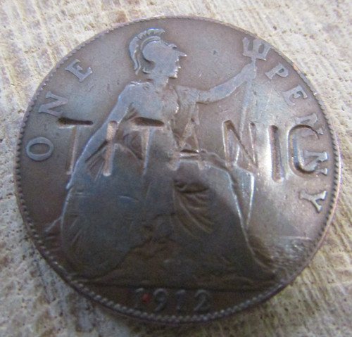 1912 stamped titanic penny - titanic,