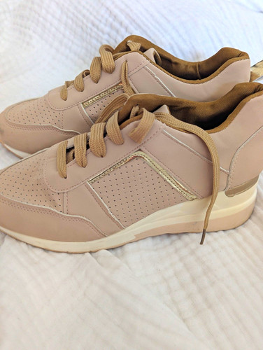 Ladies beige gold wedge heel - ladies,