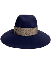 Borsalino Men's BJ-1 Fedora Hat, Size L, NVY, Solid Color