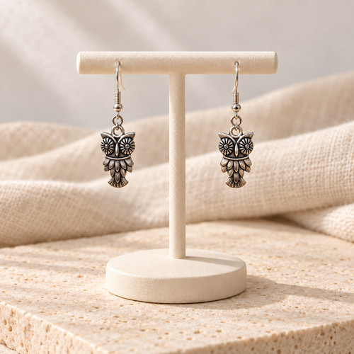 Owl charm drop earrings - charm,